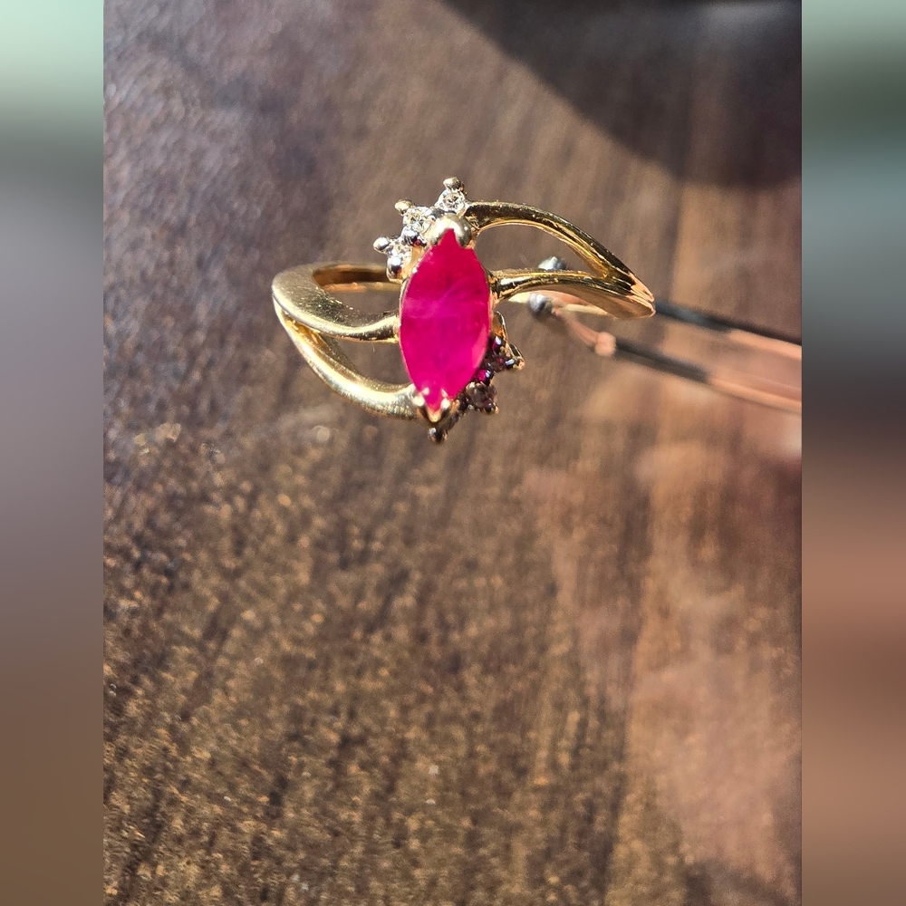 Ruby Gold Gemstone Ring - image 3